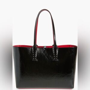 Christian Louboutin Black Crinkle Patent Cabata Tote, NWT